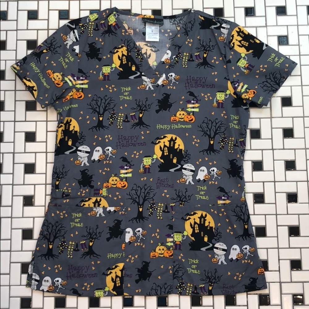 Halloween scrub top